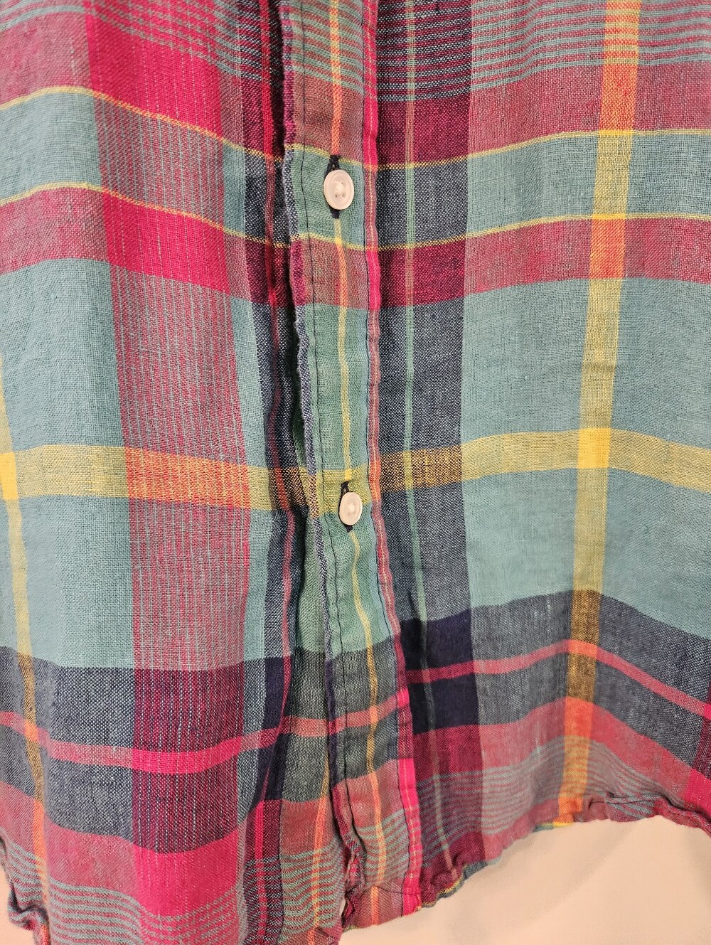 Women's POLO Ralph Lauren Linen Plaid Button Down Medium - Picture 4 of 6